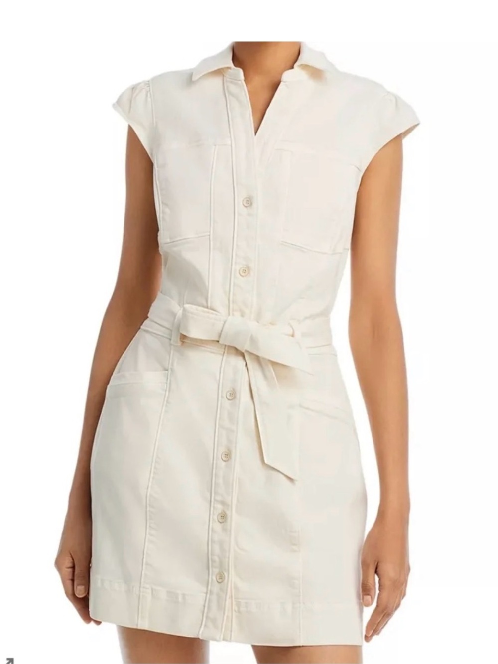 Paige Cream Belted Button Down Utility Dress -